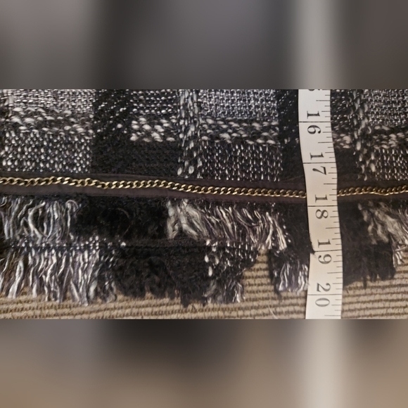 Dark Academia Tweed Skirt Size 6 Wool Blend Plaid Fringe Hem - Picture 12 of 12